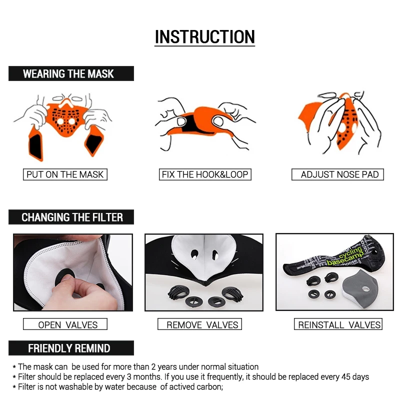 BASECAMP Cycling Mask Activated Carbon Anti-Pollution Masks Dustproof Mountain Bicycle Sport Road Cycling Masks Face Cover 