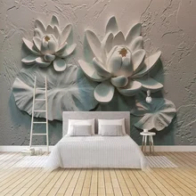 3D обои современные 3D тисненые Лотос фотообои Гостиная ТВ диван фон водостойкая настенная ткань украшение дома 3D