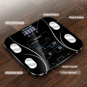 

New 15 Body Index Electronic Smart Weighing Scales Bathroom Body Fat BMI Scale Digital Human Weight Mi Scales Floor LCD Display