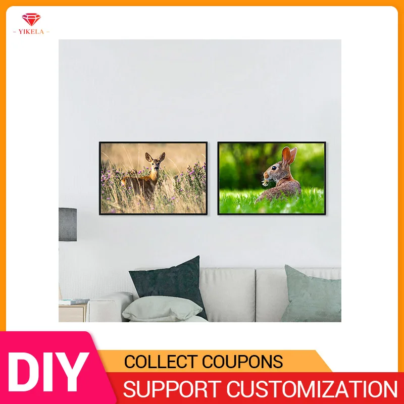 

YIKELA 5D DIY Full Round/Square Diamond Painting Home Decor Diamond Painting Embroidery Animal And Landscape