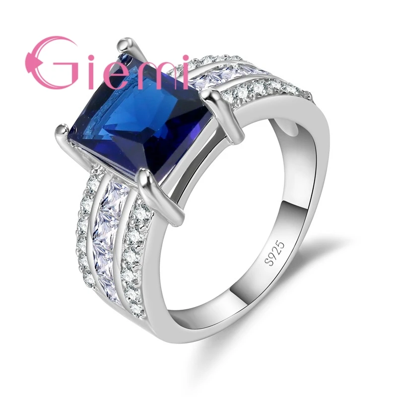 

GIEMI Fashion Geomantic Luxulry 925 Silver Women Rings Pave Shining Clear Ceystal Best Gifts For Female Partner Sister Birthday