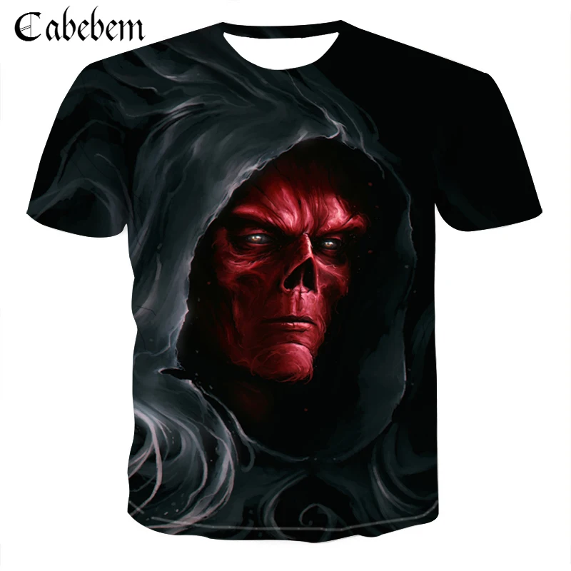 3D Skull Short Sleeve Brand Men T Shirt Gun Clothes Punk Costume Gothic Tshirt Funny T-Shirt Hip-Hop High Quality | Мужская одежда