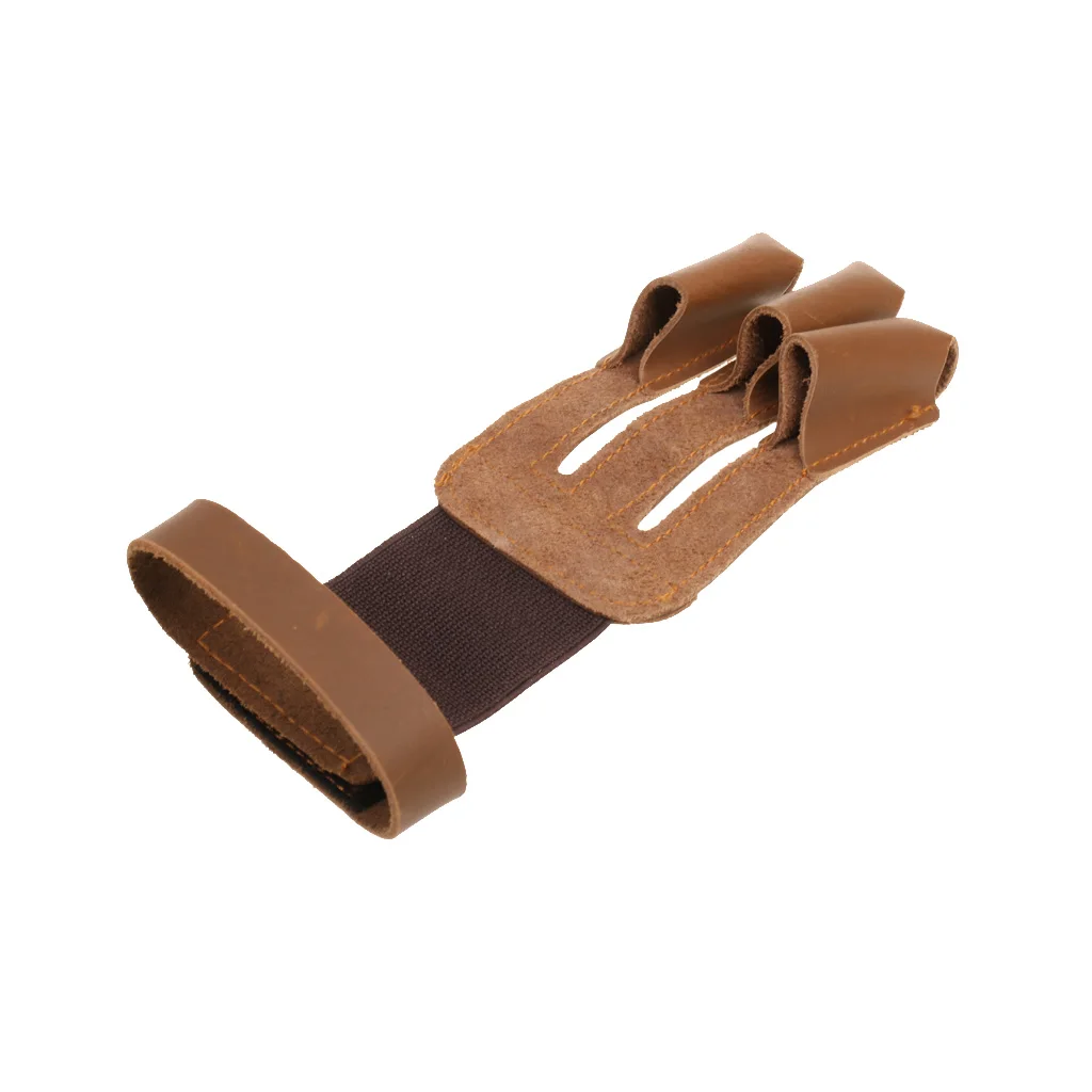 Cow Leather Archery  3 Fingers Glove For Hunting Archery Finger Hand Protector Guard 19 x 6.8 cm