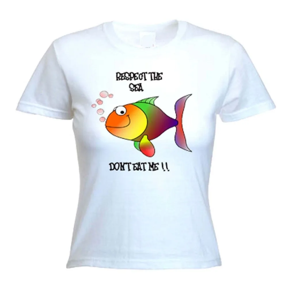 

RESPECT THE SEA WOMENS T-SHIRT - Vegetarian Vegan Veggie Gift Present - Sz S-XL