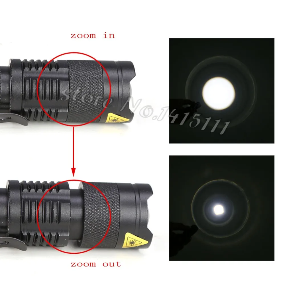 6000LM XPE Q5 3 Mode ZOOM LED Flashlight Small Portable 14500 Torch Lamp TR
