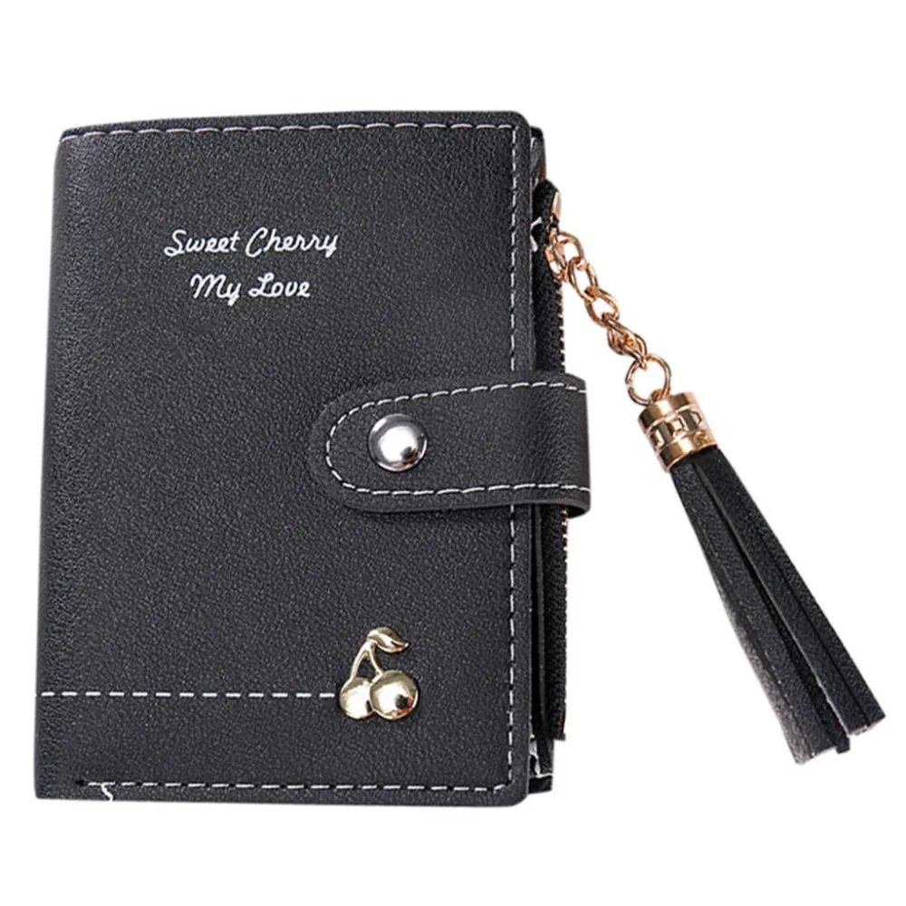 2018 fringed ladies wallet small cute wallet ladies short leather zipper wallet buckle cherry female purse clutch A1 2018 fringed ladies wallet small cute wallet ladies short leather zipper wallet buckle cherry female purse clutch A1