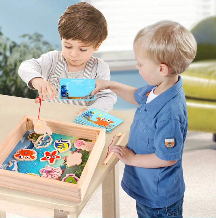 Детские деревянные игрушки, магнитные игры, рыболовная игрушка, игра для детей, 3D Рыба, детские развивающие игрушки для улицы, забавные подарки для мальчиков и девочек