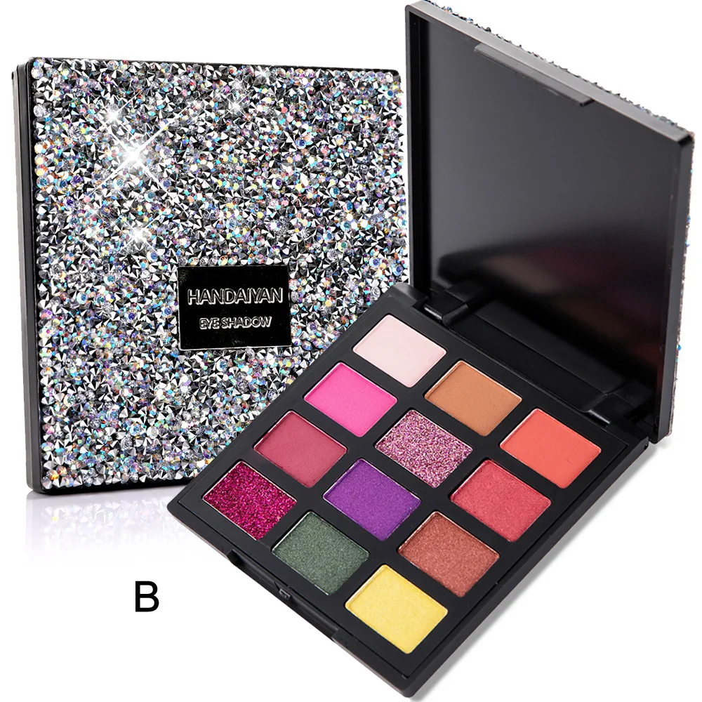 

HANDAIYAN Eyeshadow Palette 12 Color Shimmer Eyeshadow Pigment Eye Makeup Glitter Eye Shadow Palette Diamond Cosmetic Maquillage