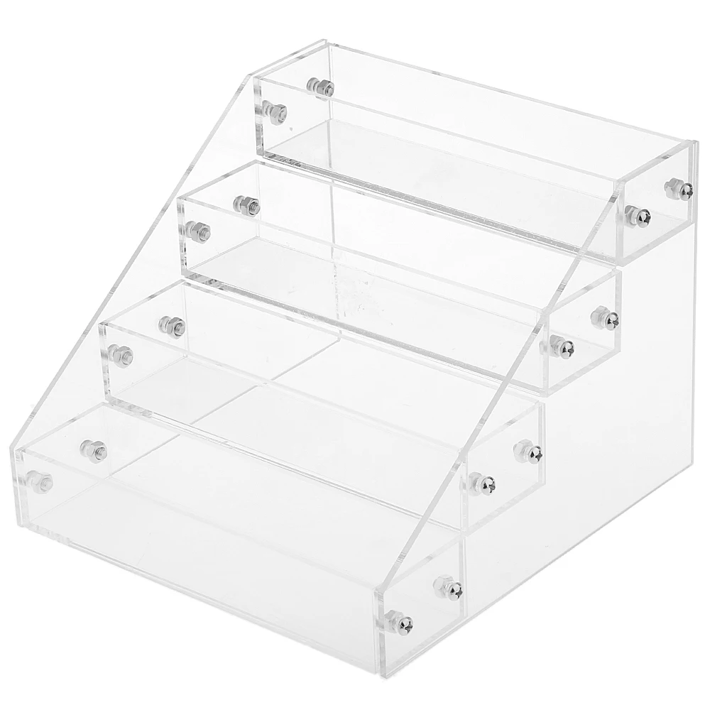 4 Tiers Acrylic Makeup Nail Polish Display Stand Organizer Clear Holder Rack