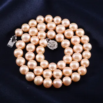 

NYMPH Pearl Jewelry Natural Freshwater Pearl Necklace Fine 8-9mm Pink Perfectly Round Beads Stone For Women Party [xl1011]
