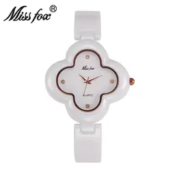 Топ Miss Fox брендовые модные роскошные дамы наручные кварцевые часы Для женщин Керамические часы браслет Часы Relogio feminino