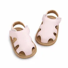 Обувь для новорожденных мальчиков и девочек; обувь для первых прогулок; мягкая открытая обувь на резиновой подошве из искусственной кожи; Летняя обувь