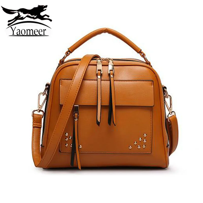 Luxury Women Bags Back Pack Designer Handbags Italian Famous Brand Brown Rivet Shoulder Bag ...