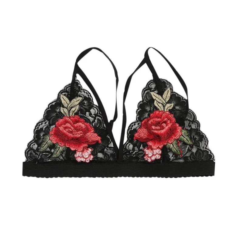 

Lace flowers Sexy Women hot sexy Bralette Bralet Bra Bustier Crop Tops Soft Mesh Triangle Unpadded Bras lingerie femme on sale