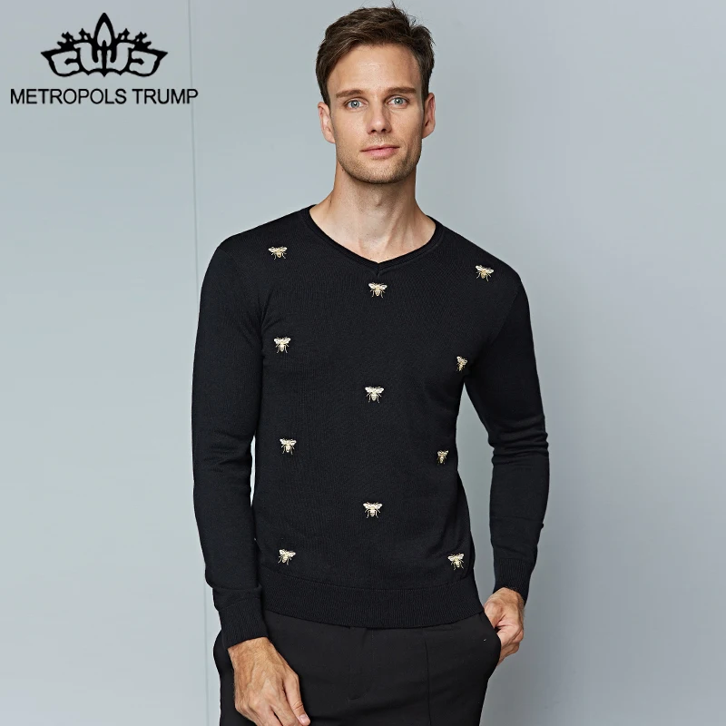 Metropolis Trump Wool Knitwear Sweaters Men's Slim Black