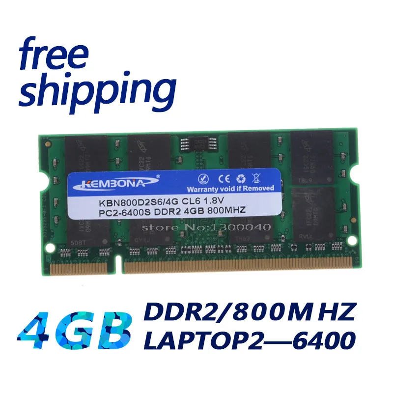  KEMBONA New 4GB pc2 6400 ddr2 800 MHz 200pin sodimm Laptop notebook RAM SO-DIMM free shipping