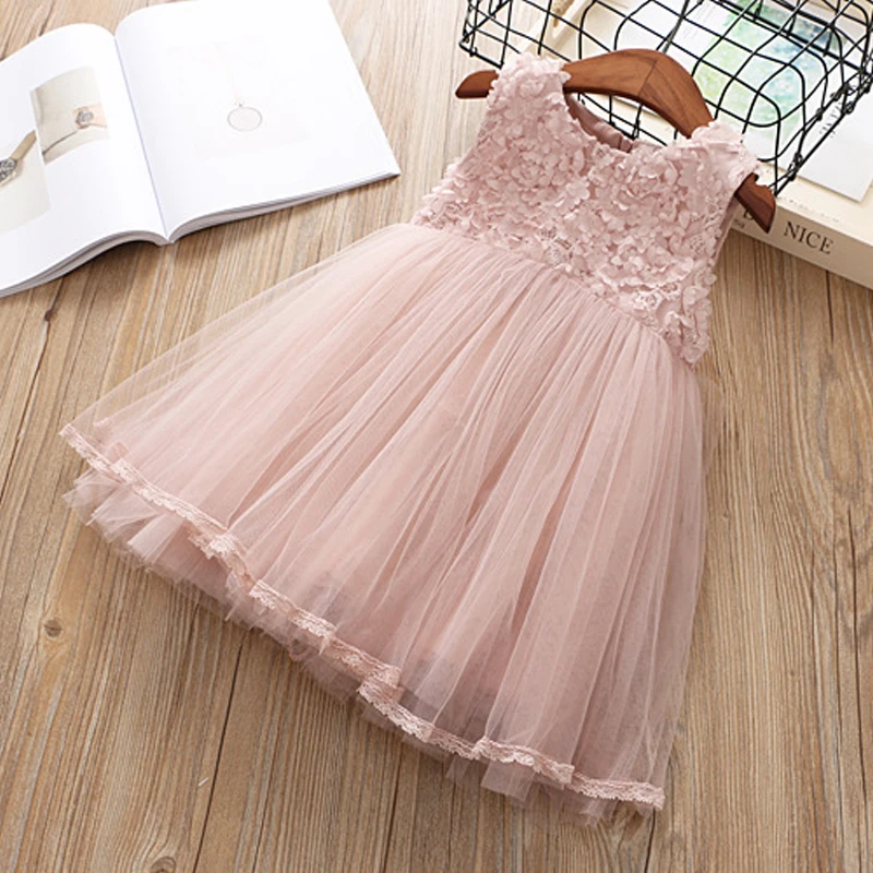 Продажа Детская одежда, новинка 2018 года, кружевное платье с лепестками, сетчатая пряжа, модное платье принцессы, летнее платье пачка без рукавов, Sarong...