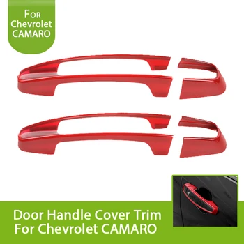 

4PCS Red Blue Black Door Handle Frame Trim Cover Ring Bezel for Chevrolet Camaro 2017+