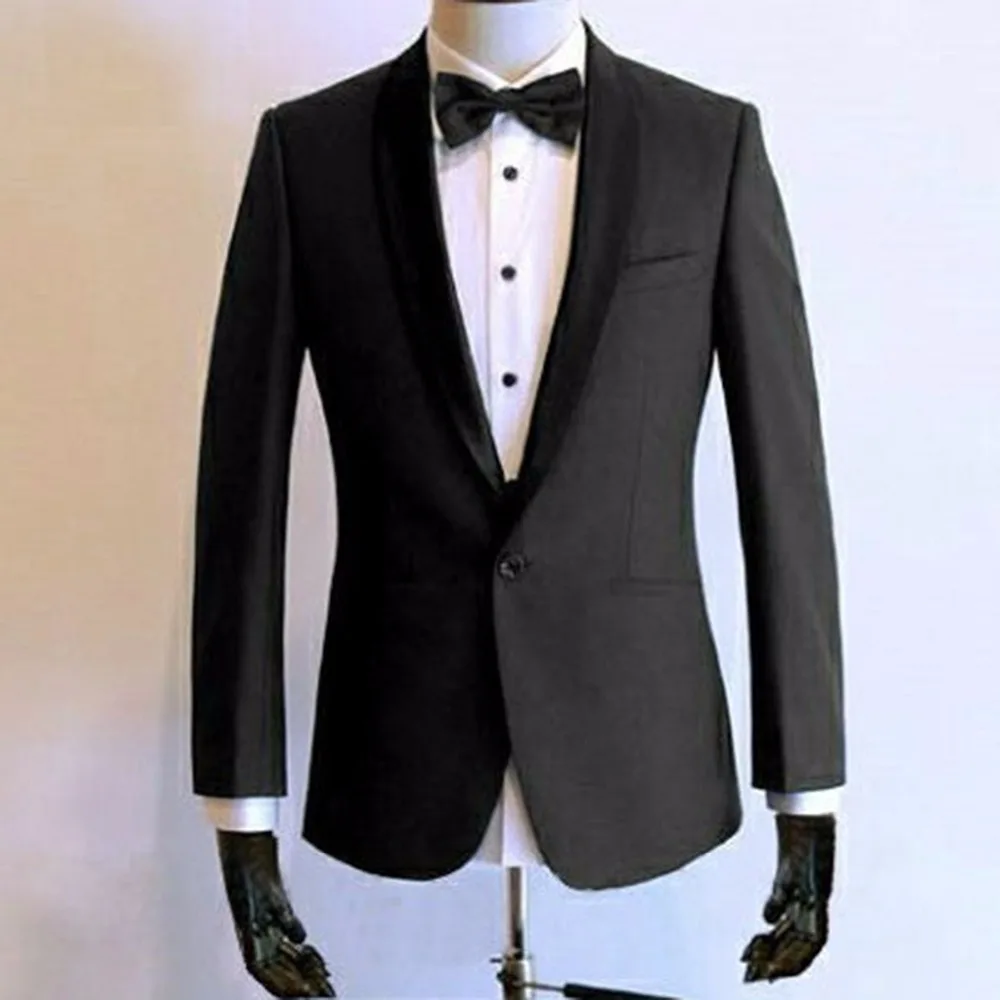 Two piece Suit Wedding Suits For Men Custom Made Charcoal Grey Tuxedo ...