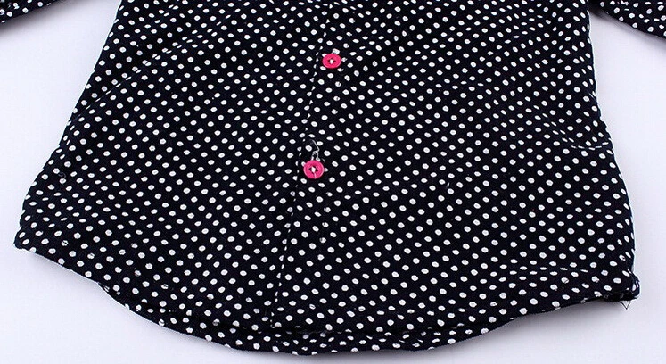 Girls Dot Shirts Spring & Autumn Children Long Sleeve Blouse 4-14 Years Brand Kids Clothes Outerwear
