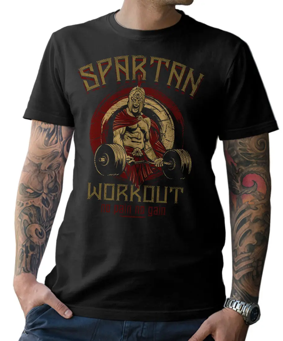 T Shirt Spartan Workout Fitness Bodybuilding Kraftsport No Pain