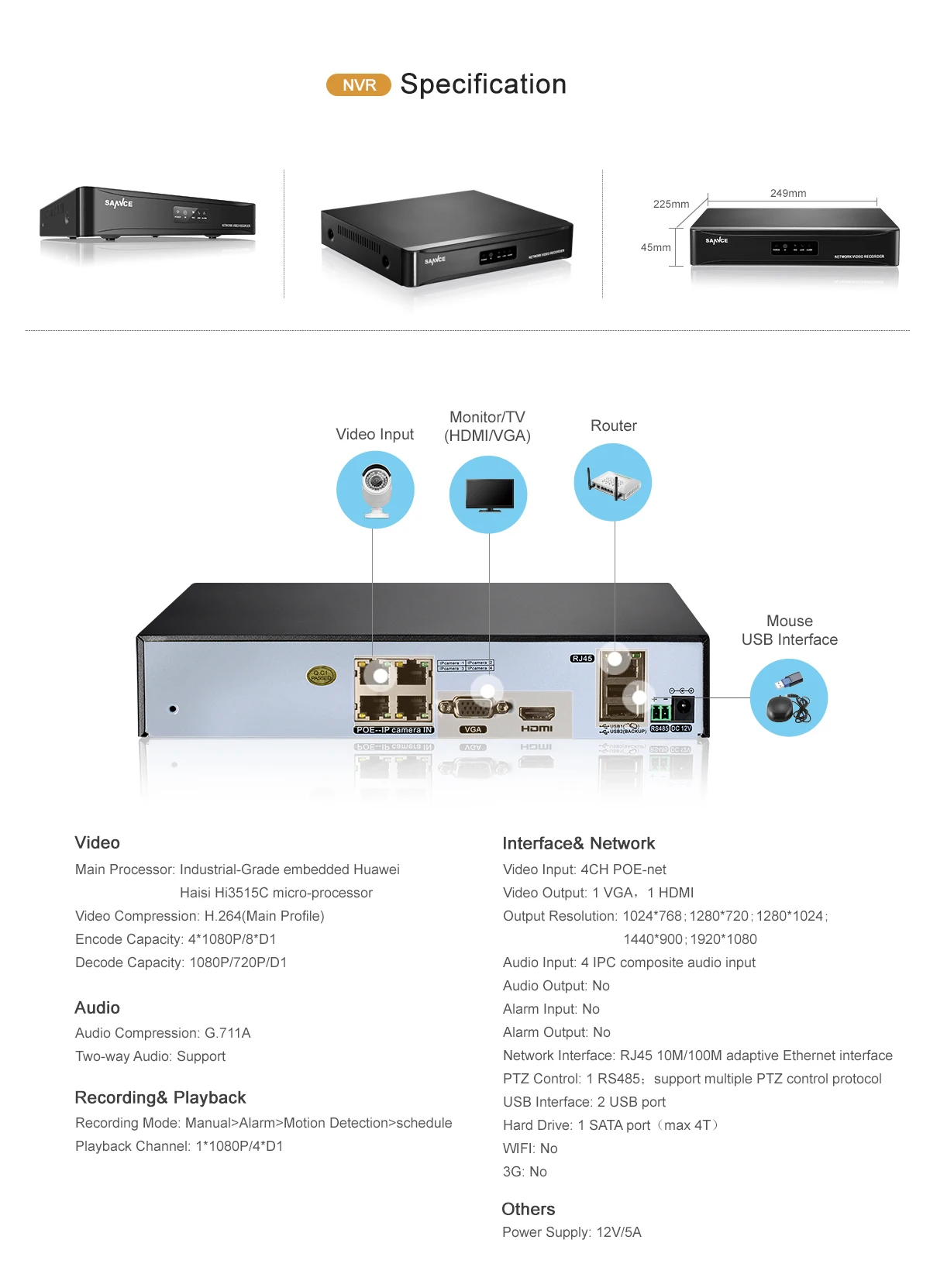 Sistema de Segurança Sistema de Câmera de Vigilância ir ao ar Sannce Rede Poe Nvr Kit Cctv 2.0mp Câmera ip Visão Noturna Livre 4ch 1080 p 13 kit cctv sistema de segurança 2.0mp câmera