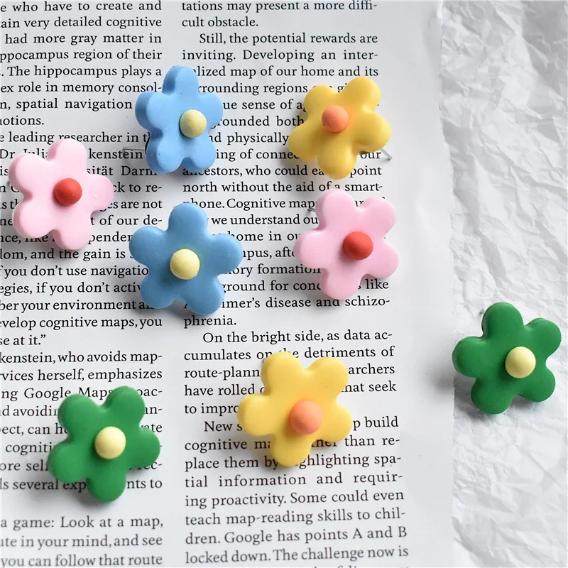 

SUKI Pastoralism Stud Earrings For Women Sweet Candy Polymer Clay Flower Earring Fashion Ears Jewelry Girl Push-back Earring