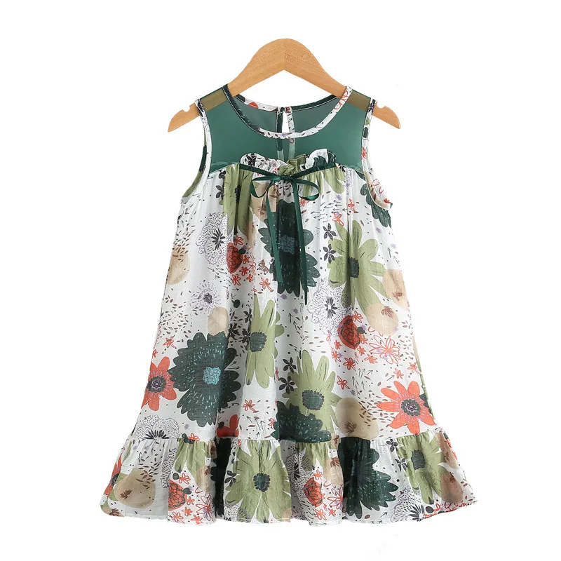 

Floral Dress Girl Lovely Summer Ruffle Children Dress Breathable Kid Clothes Green Red Mesh Girls Dress 10 To 12 Years