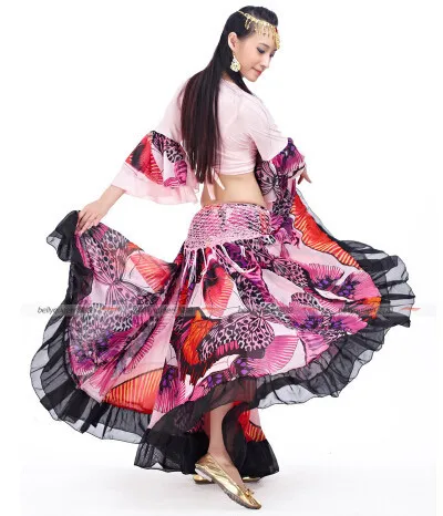 720 градусов Печатный танец живота Юбка Племенной Макси Цыганский танец живота костюм Одежда для женщин длинные цыганские юбки