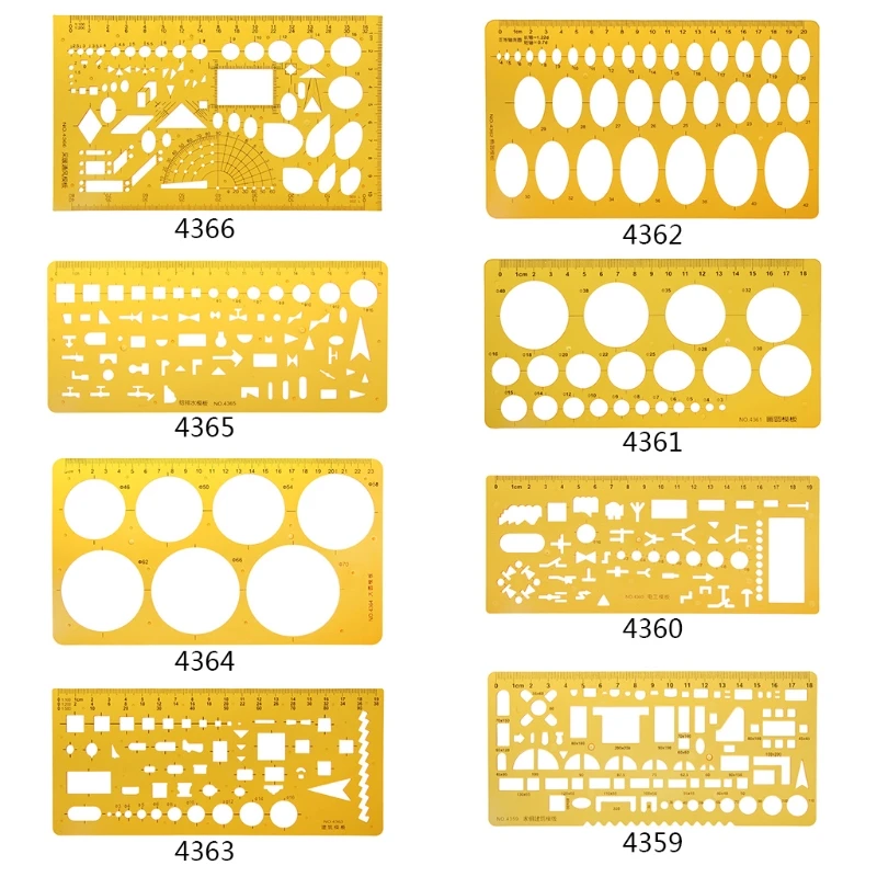 Templates Measuring Geometry Ruler Shape Stencils Drawing Set