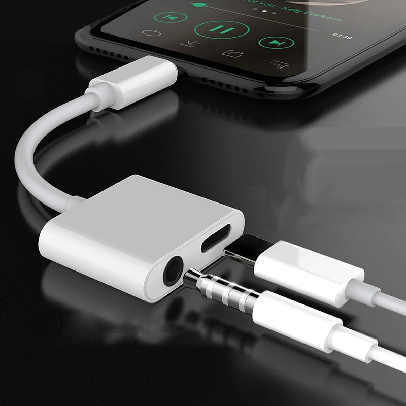 Koop 2 in 1 Opladen Audio Adapter Voor iPhone 7 8 Plus X iOS 11 Voor Lightning Adapter Oplader Splitter Oortelefoon jack Kabel AUX Kabel