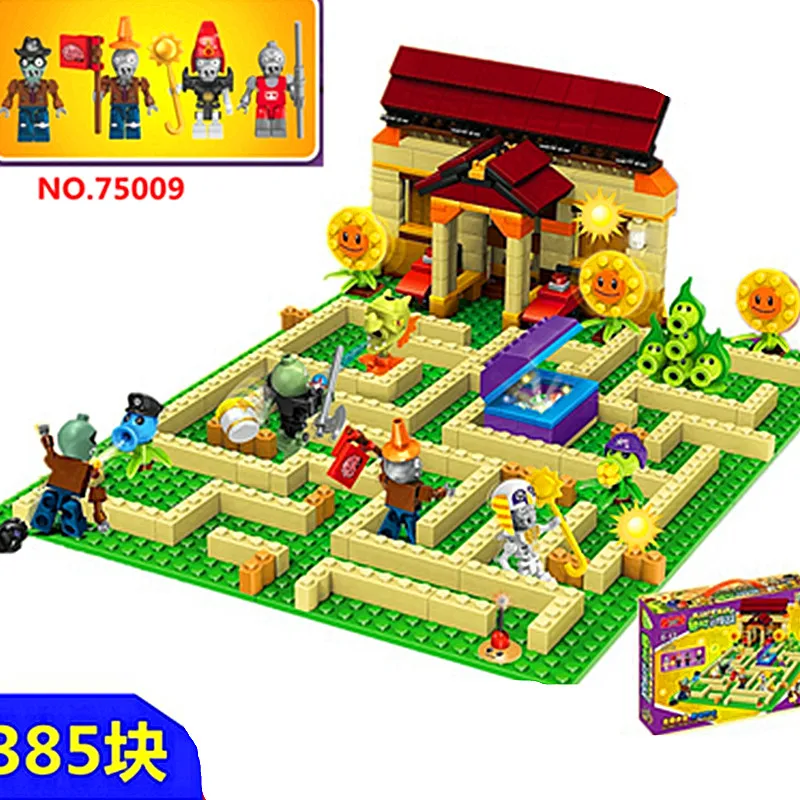 Comprar 2019 nuevo juego de 2 estilos plantas vs zombis juego de laberinto de jardín de Anime juego de bloques de construcción de regalo Compatible con ladrillos