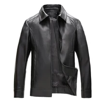 Бренд осень зима натуральная кожа куртка мужская повседневная тонкая однотонная деловая мужская кожаная куртка размера плюс L-4XL HJ506