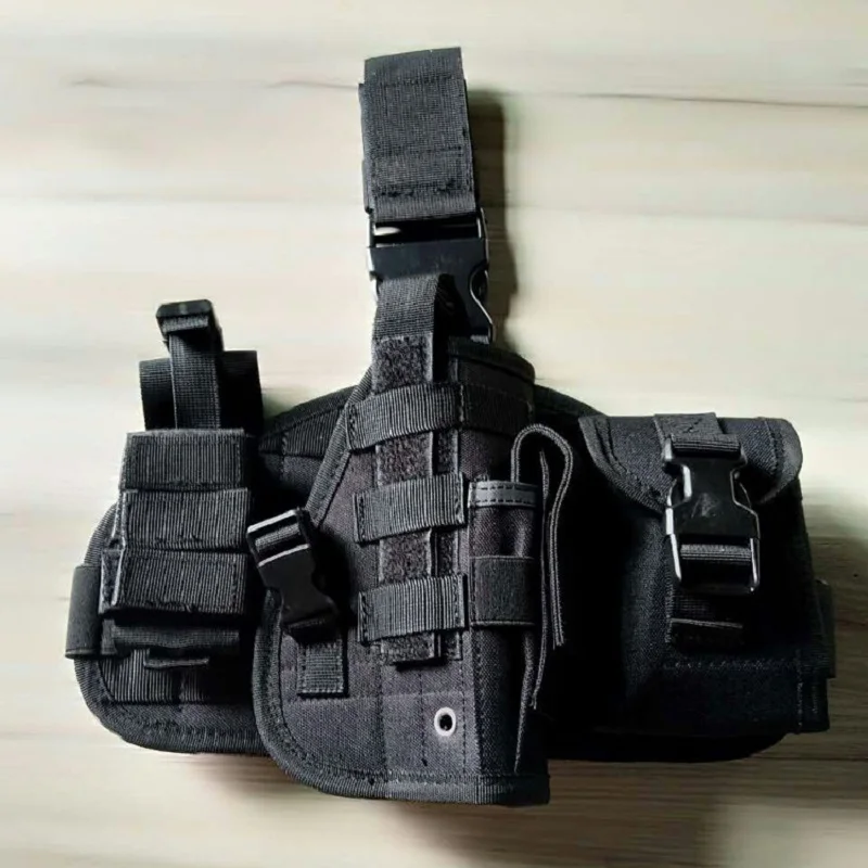 

Hot sale High quality Adjustable Wrap-Around Tactical Thigh 075 Leg Pistol Gun Holster Pouch with Magazine Pocket