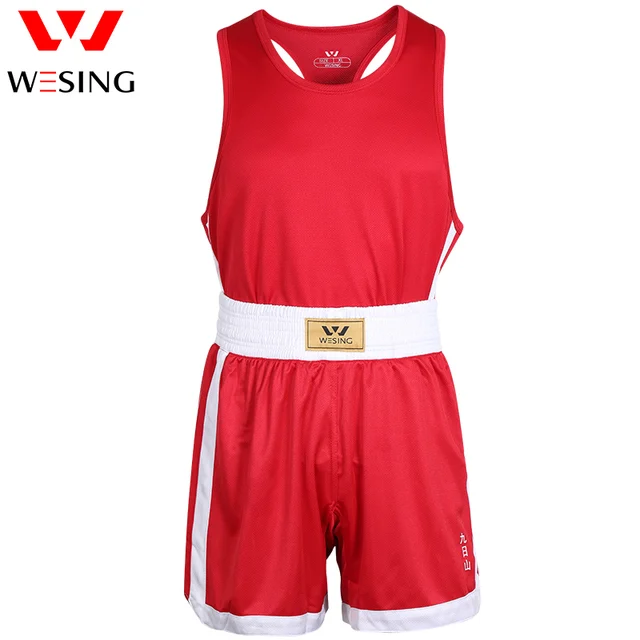 Wesing Boxing Uniform Breathable Red Blue Boxing Suit with Boxing