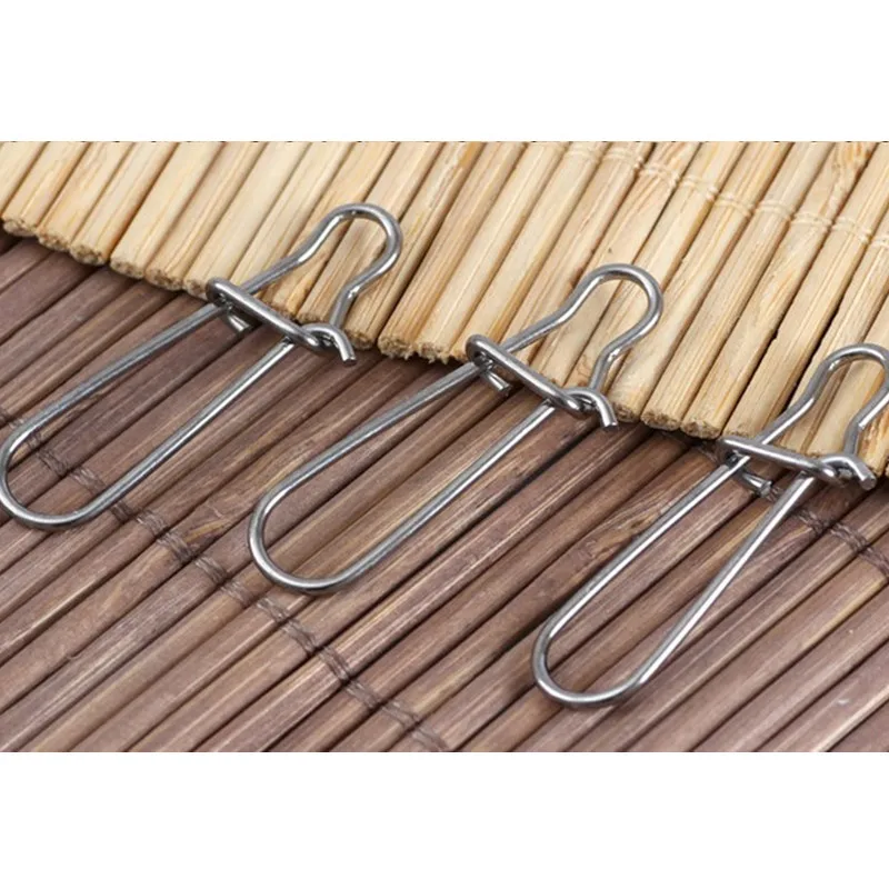 

0/3/4/5/6/ 50pcs tainless Steel Hook Fast Clip Lock Snap Swivel Solid Rings Safety Snaps Fishing Hook Connector