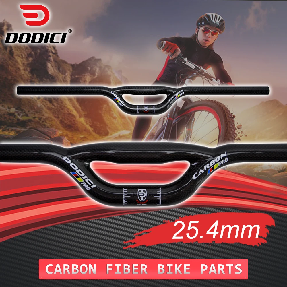 

DODICI Pro BMX Bike Carbon Fiber Handlebar 25.4*480-720mm MTB Bicycle Carbon Kids'bikes Rise 3k Gloss Handle Bar Cycing Parts