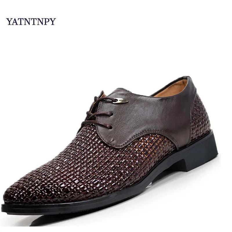 

YATNTNPY men's Genuine Leather pointed hollow shoes summer hand-made dress formal shoes white sandals set foot (size is large)