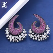 GODKI модная Корейская изогнутые серьги для Для женщин СВАДЕБНЫЙ Цирконий Кристалл CZ богемный Дубай Свадебные серебряные серьги