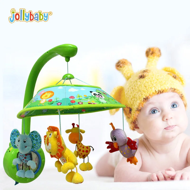 JOLLYBABY кроватки Коляски Baby вращающийся погремушка мобильных устройств с чистый мелодии музыкальная шкатулка держатель рука детские