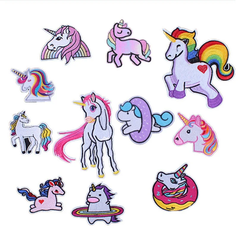 Unicorn Patches Iron On Sewing Embroidered Animal Applique for Jacket Clothes Stickers Badge DIY