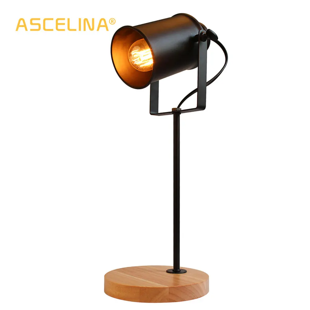  American Table Lamp ASCELINA Vintage Loft Wooden Led Desk Lamp Adjustable Reading Light Office Lamp - 32811609891