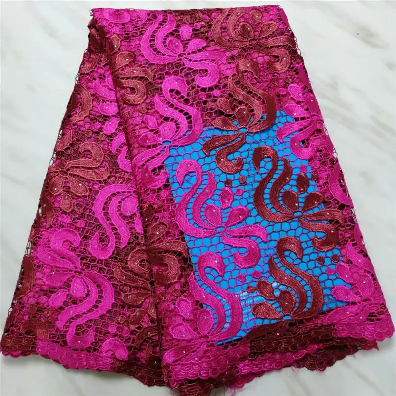 

PL!High quality nigerian wedding african lace fabric/ guipure cord lace fabric for wedding party 5yards/lot ! L42406