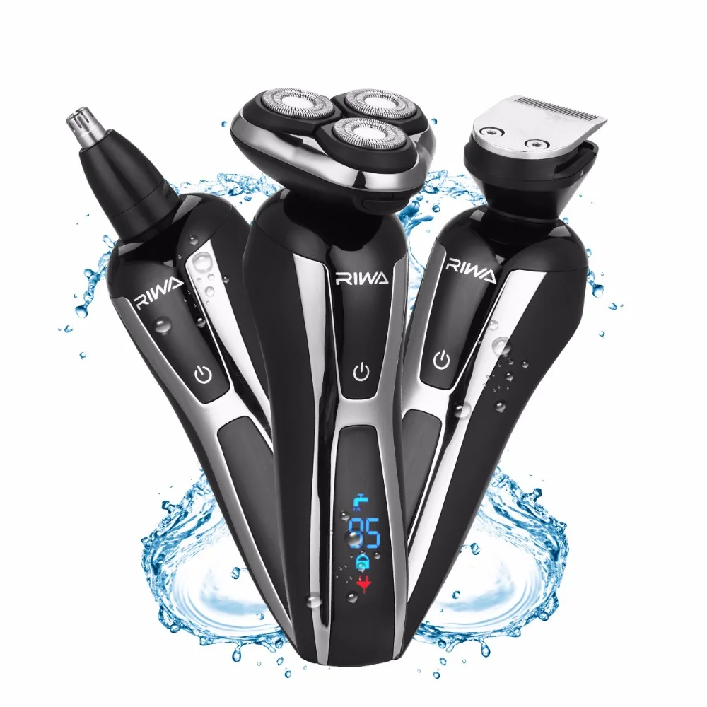 

Professional 3 Blade Electric Shaver for Men Rechargeable Water Resistant Razor Machine with LCD Display Screen Hair Removal