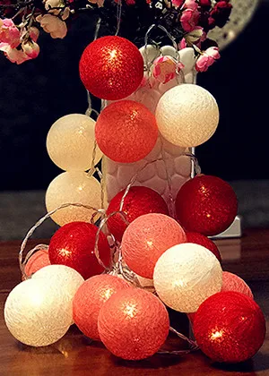 Светодиодный светильник на цепочке в виде ватных шариков 3 м 20 светодиодный Светодиодный светильник с питанием от USB гирлянда садовая Свадебная вечеринка Рождественский светильник - Испускаемый цвет: Pink Mode