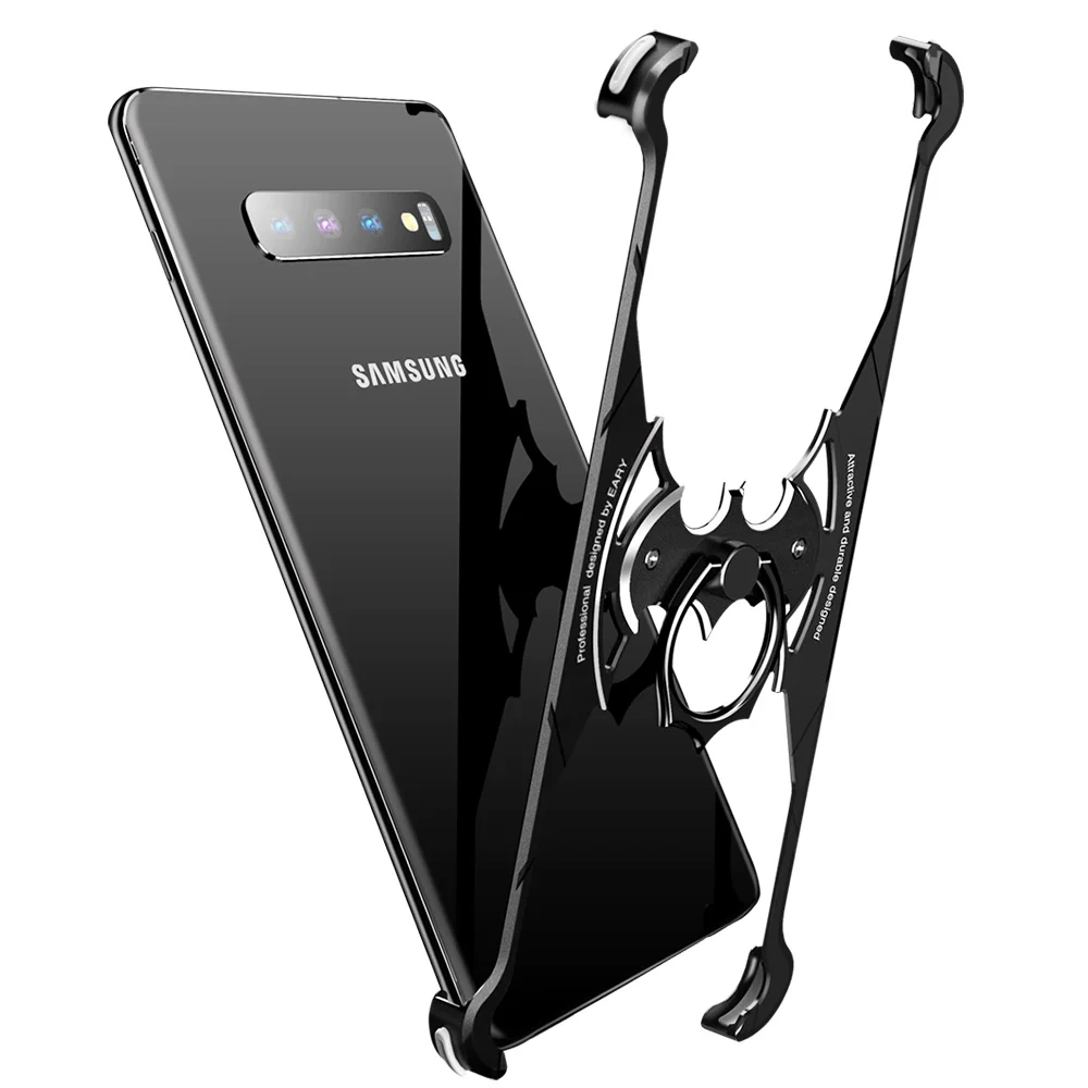 

PADCOVER Bat Design with Airbag Metal Case for Samsung Galaxy S10 S10 Plus s10e with Ring Holder back cover case back film