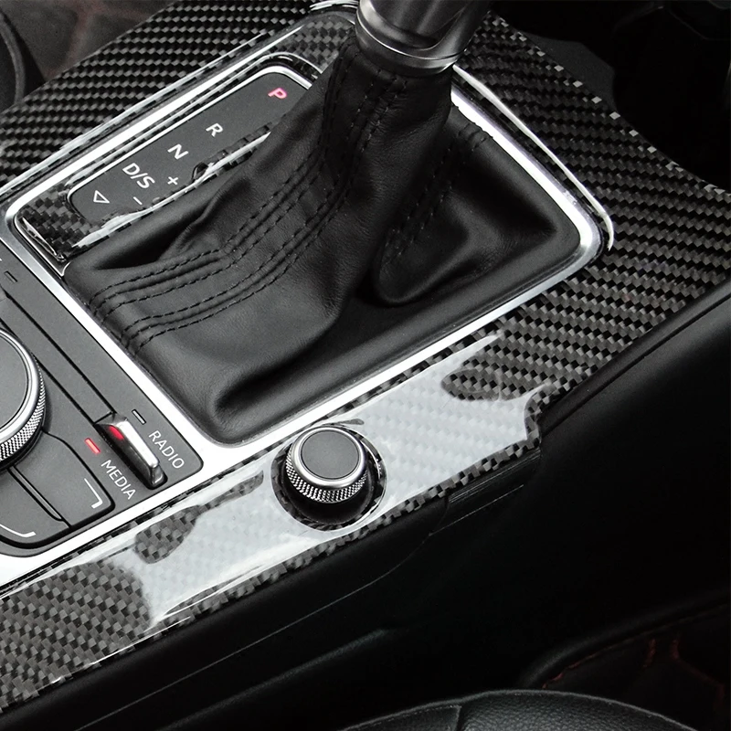 Настоящее углеродное волокно, панель переключения передач, декоративная крышка, наклейка для автомобиля для Audi A3 S3 LHD