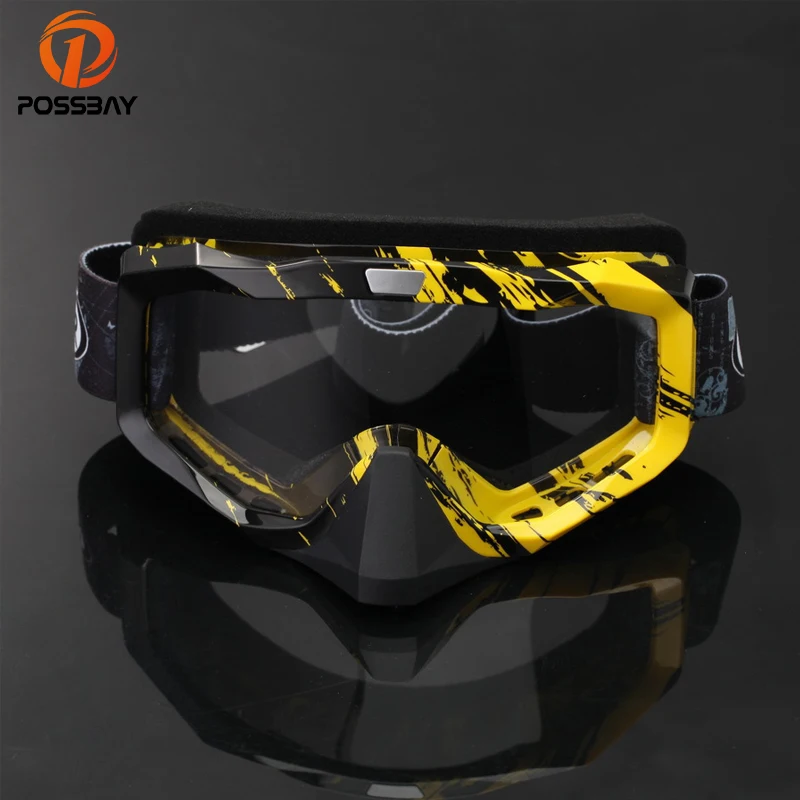 POSSBAY متعددة اللون الغبار عدسة التزلج حملق الأشعة فوق البنفسجية حماية نظارات نظارات الجليد الرجال امرأة سباق قبالة الطريق موتوكروس