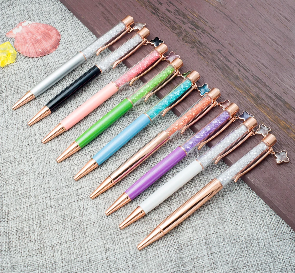 

Cute Fashion Girl Crystal Ballpoint Pen Pendant Metal Pen Escolar Bolis Escolares Novelty for Writing Stationery Office School