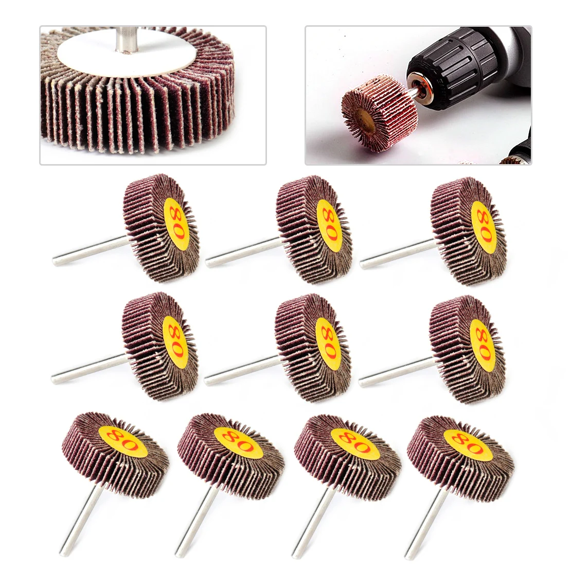 LETAOSK High Quality 10pcs 80 Grit Flap Wheel Sander Sanding Disc